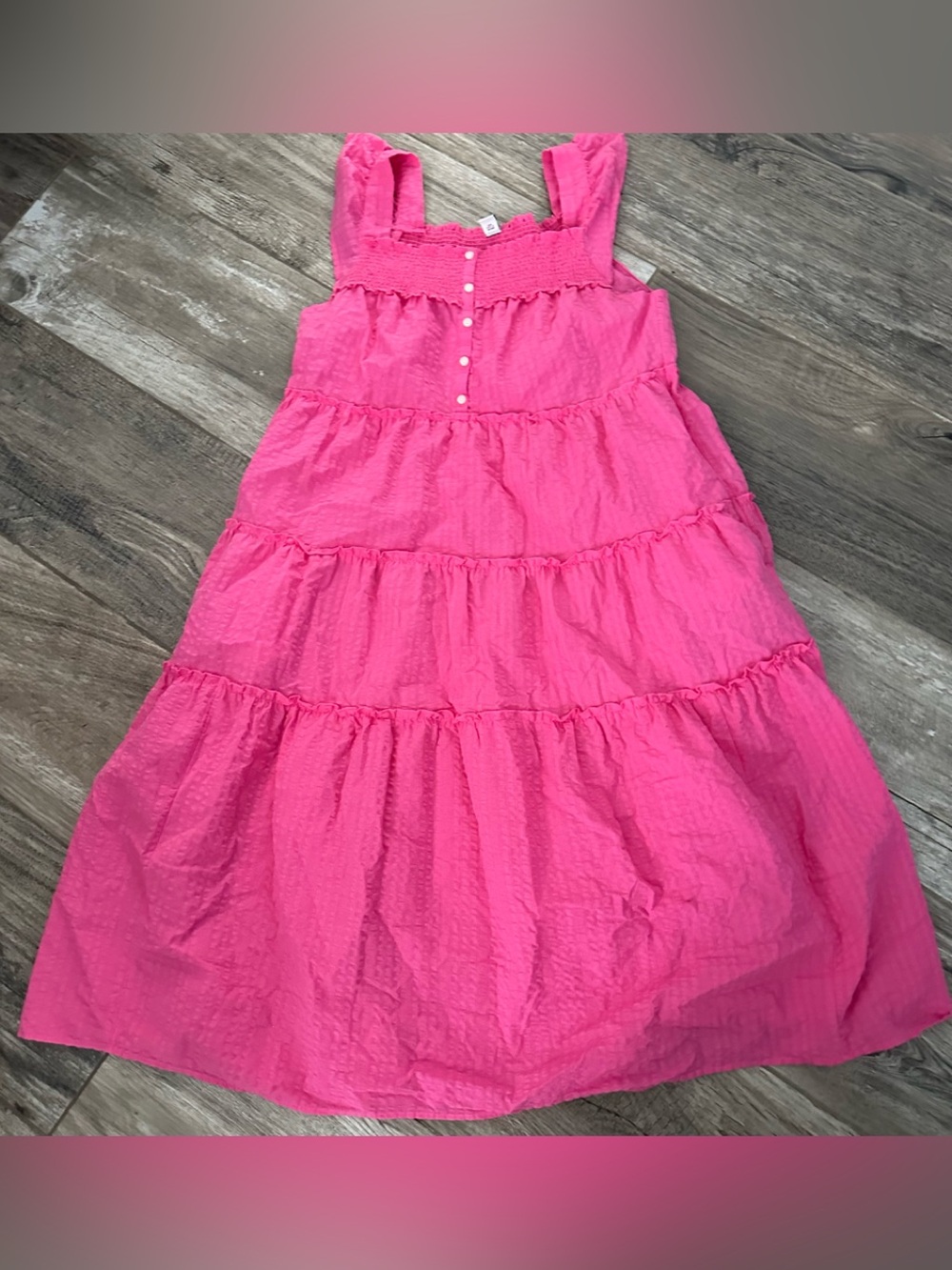 Old Navy Hot Pink Smocked Dress with Button Detail